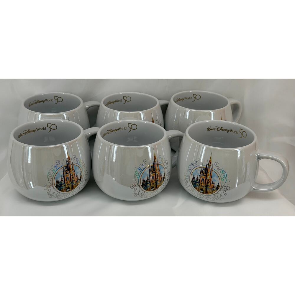 Walt Disney World 50th Anniversary Coffee Cup Mugs Stoneware - Gold Trim Set 6 - Picture 9 of 9